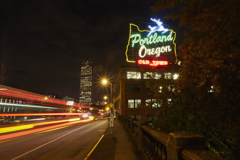 A helpful neon sign in Portland, Ore.