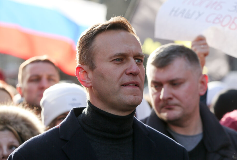 Alexey Navalny, Russian opposition leader, walks with protesters during a rally in Moscow, Russia, on Saturday, February 29, 2019.