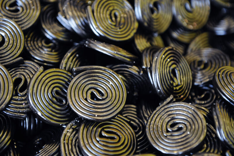 Bulk black licorice candy.