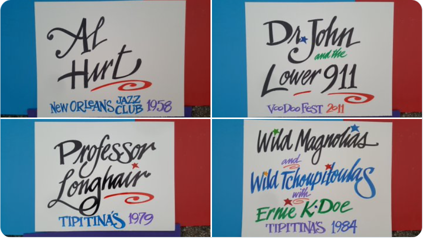 If at first you succeed, why not try again? (Here's a look at what just one portion of one day of The Next Fest Thing had in store for listeners; stylized like traditional Jazz Fest stage placards)