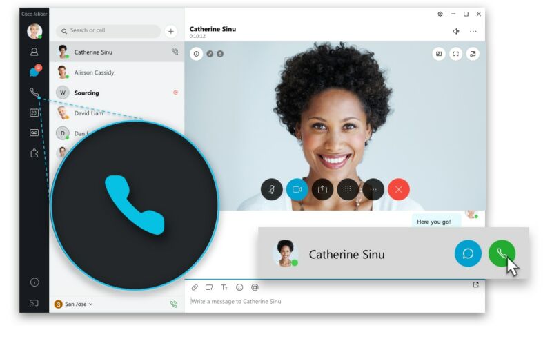 Promotional screenshot of collaborative video conferencing app.