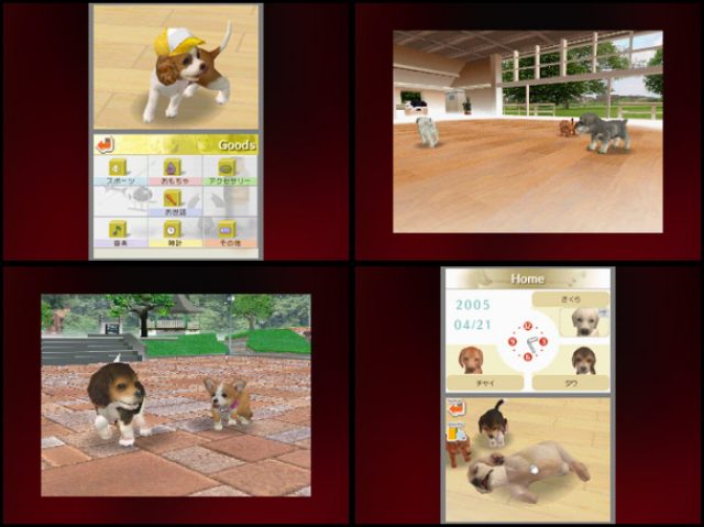 A collection of very small screenshots of very good virtual doggos from 2005's unexpected hit, <em>Nintendogs</em>