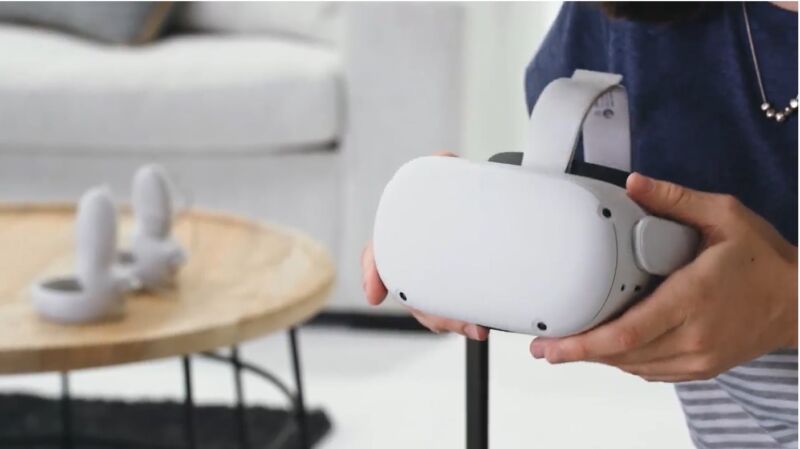 Screenshot of promotional video for VR device.