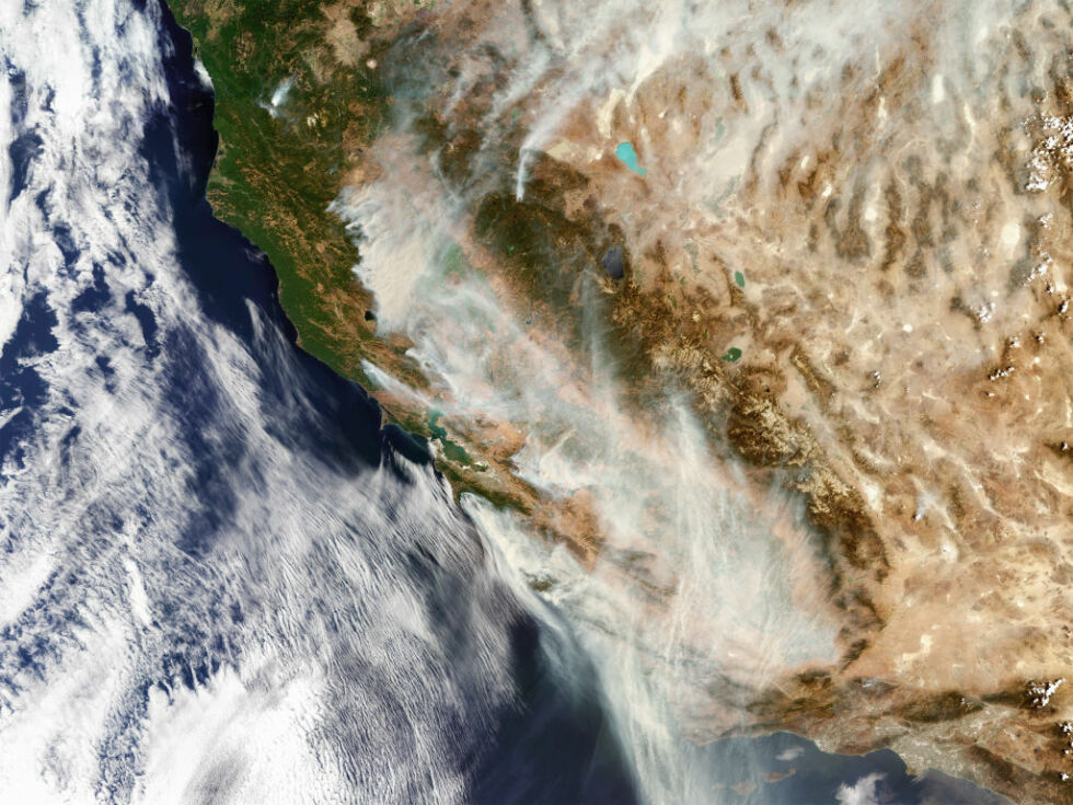 Satellite view of the California wildfires.