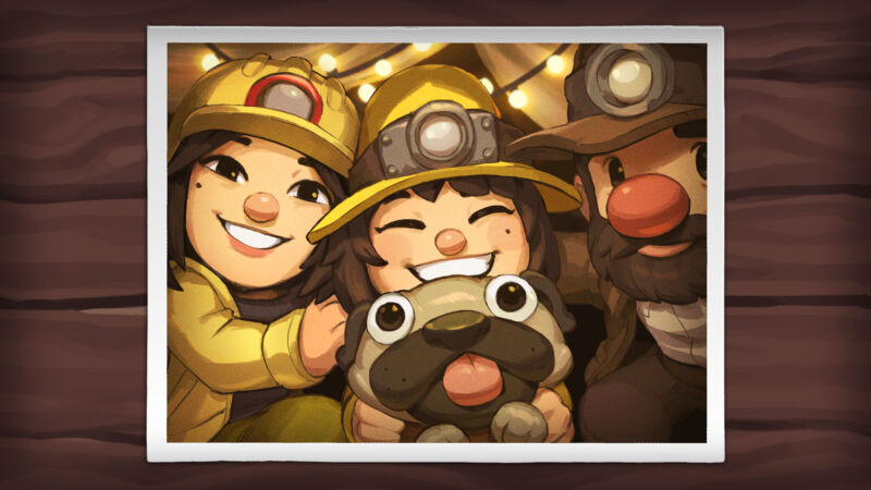 Ana (center) is the star of <em>Spelunky 2</em>, and she's on a search for her adventuring parents after they abandoned her to look for treasure on the Moon.