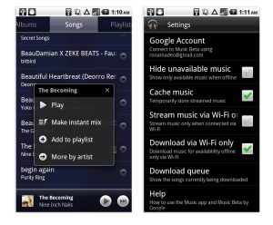 Pictures of Google Music.