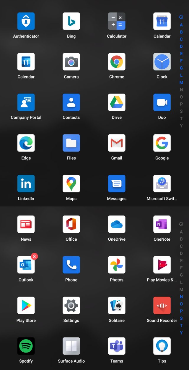 Pictures of dual-screen apps.