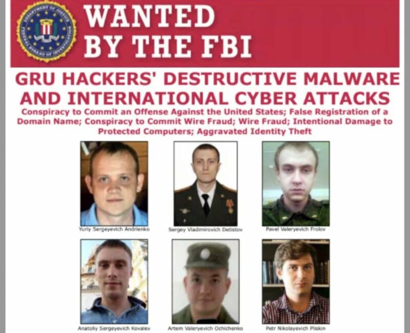 The faces of 6 men underneath a banner that reads WANTED BY THE FBI.