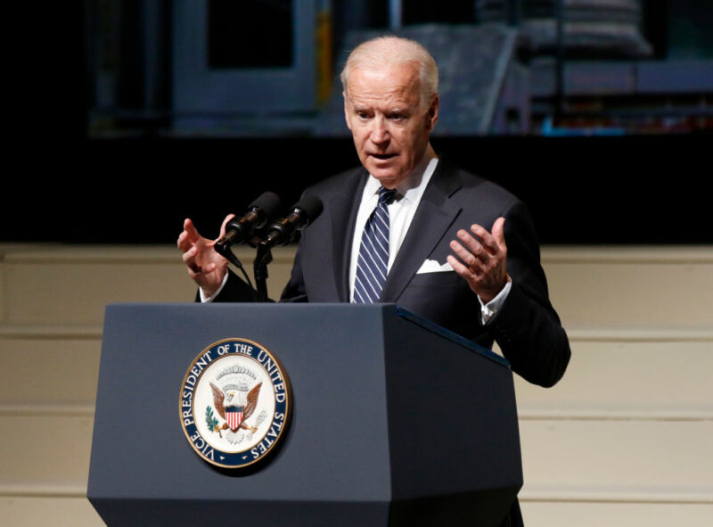 US Vice President Joe Biden speaks during a public memorial service for former astronaut and US Senator John Glenn at Ohio State University on December 17, 2016.