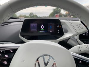 A view from the driver's seat of a VW ID.4 prototype