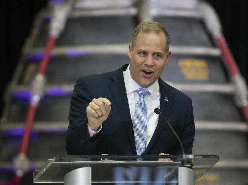 NASA Administrator Jim Bridenstine speaks during a State of NASA address on Feb. 10, 2020.