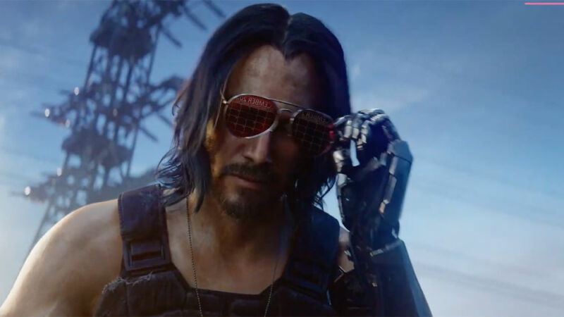 Keanu Reeves as a video game character in Cyberpunk 2077