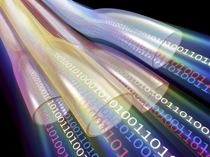 Illustration of Internet cables filled with ones and zeroes.