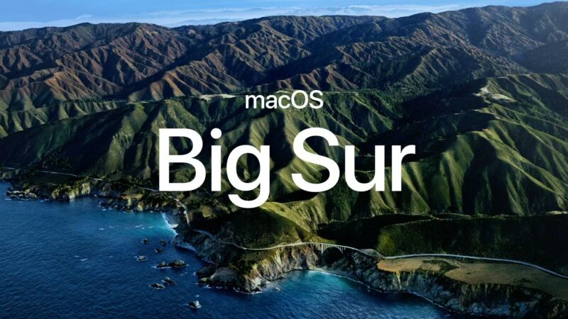 A promotional image for macOS Big Sur.