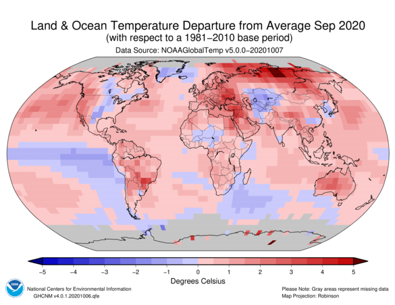 The global average temperature for September was a new record.
