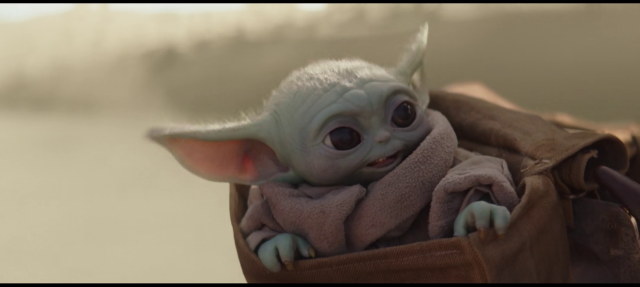 Baby Yoda smiling