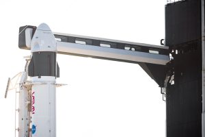 Image of a Falcon 9 rocket and Crew Dragon spacecraft.