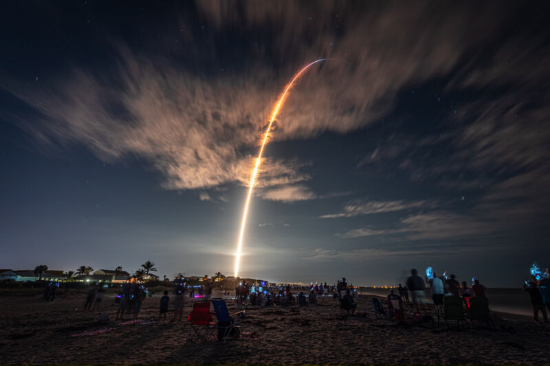 The Crew-1 mission streaks into the Florida sky on Sunday evening.