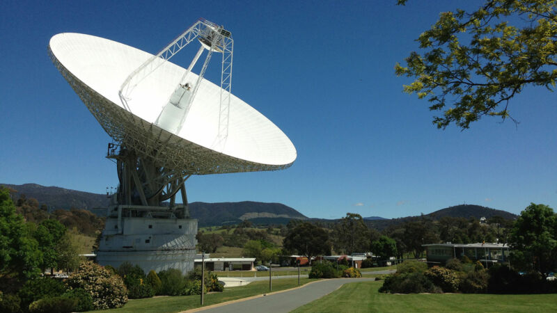 DSS43 is a 70-meter-wide radio antenna at the Deep Space Network's Canberra facility in Australia.