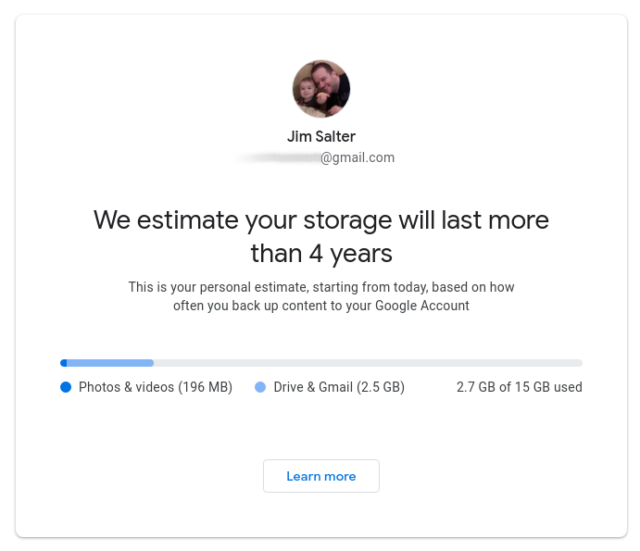 You may be bad at math, but Google isn't: the company looks at the rate at which you collect data and projects the point at which you hit capacity limits.