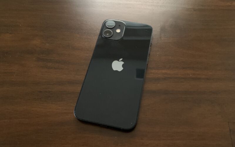 The back of the iPhone 12 mini