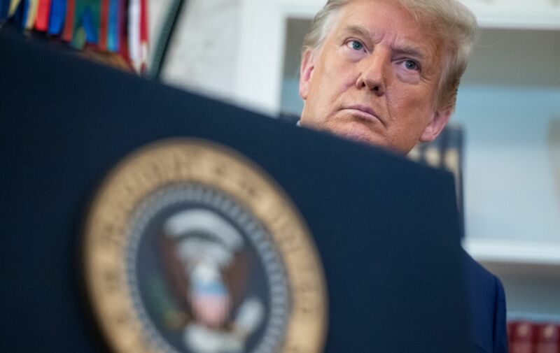 US President Donald Trump in the Oval Office of the White House in Washington, DC on December 7, 2020. 