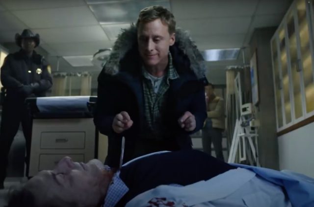 Alan Tudyk stars as an alien who crash-lands on Earth and gets roped into solving murders, in <em>Resident Alien</em>.