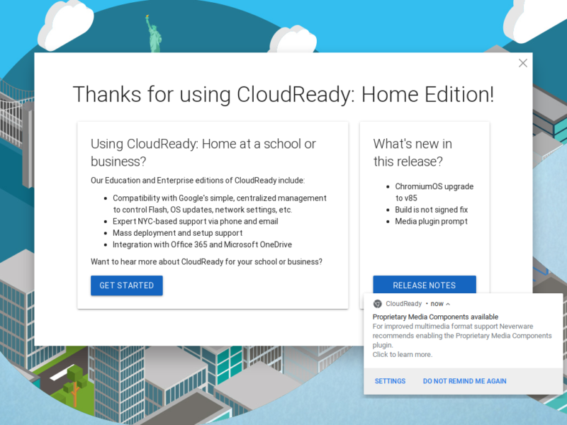 Screenshot of CloudReady interface.