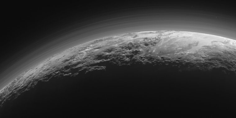 Pluto's atmosphere is fairly hazy.