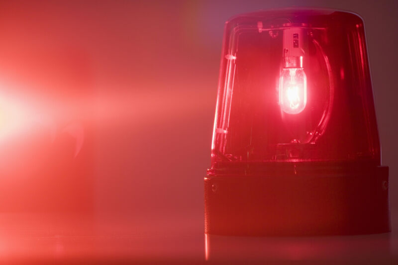 Fotografía de Stock de una luz de emergencia roja brillante