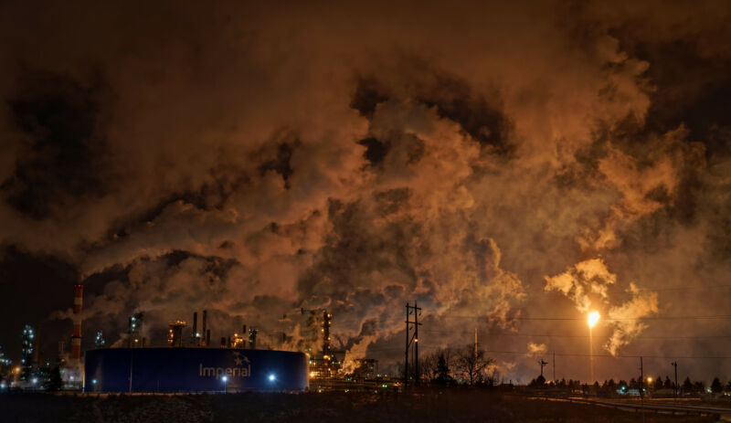 An oil refinery in Alberta.