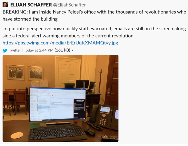 Screenshot of a tweet showing text and photo of a desktop computer.