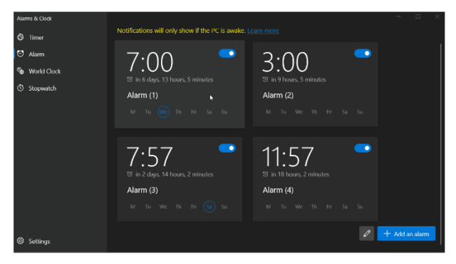 The latest alarm and clock update introduces new user interface elements, including subtly rounded corners.