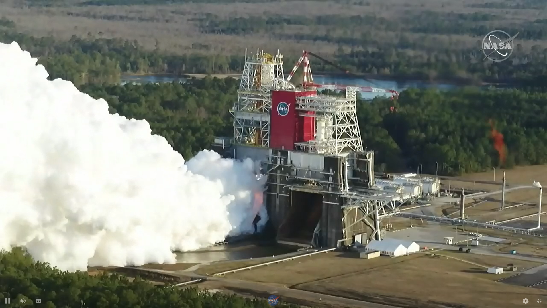 Technology A drone image of NASA's hot fire test on Saturday.