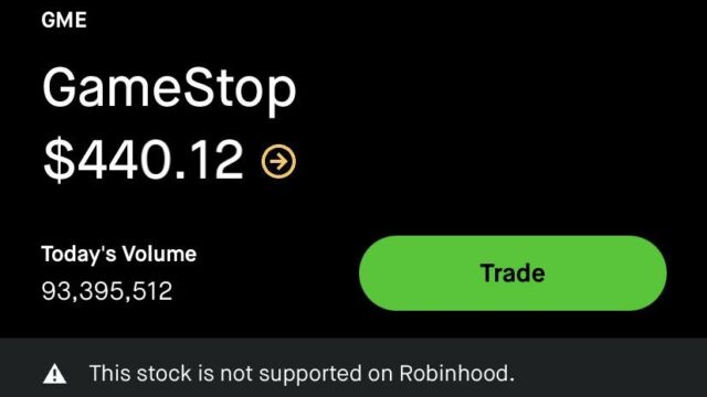 An example of an error message greeting Robinhood users trying to buy certain volatile stocks Thursday.