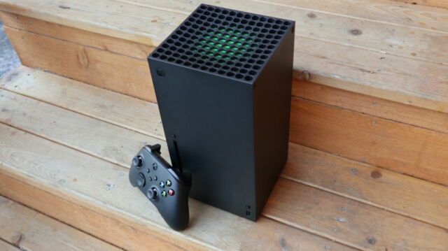 La console Xbox Series X di Microsoft.
