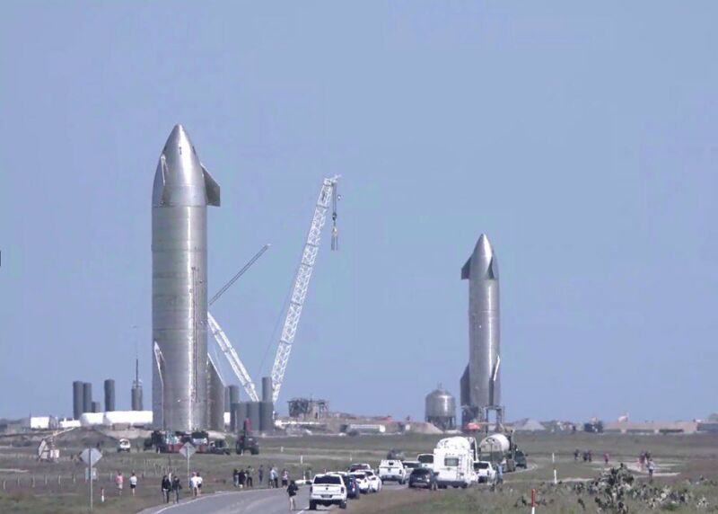 A Starship on the pad, and a second on the way in South Texas.