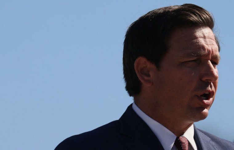 Florida Gov. Ron DeSantis speaks during a press conference about the opening of a COVID-19 vaccination site at the Hard Rock Stadium on January 06, 2021, in Miami Gardens, Florida.