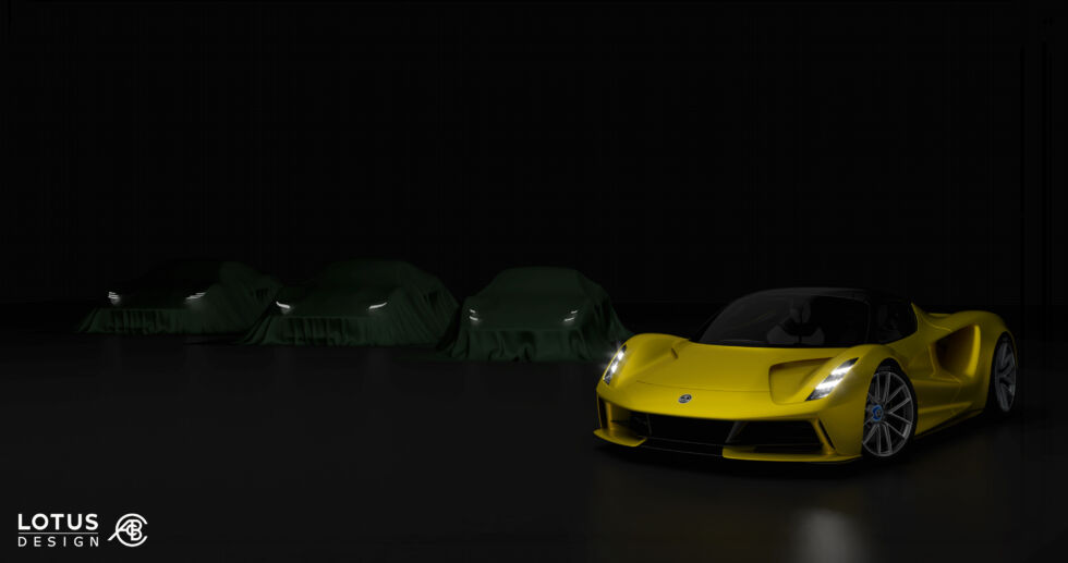 La voiture jaune est la Lotus Eviga, qui est une supercar électrique très chère et extrêmement puissante qui sera construite en petit nombre.  Mais le type 131 devrait être plus réalisable. 