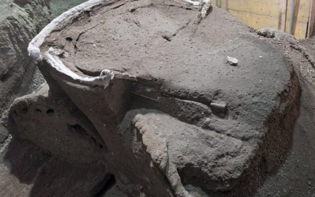 Initial excavation showing outline of chariot