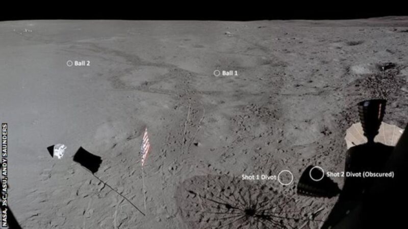 Imágenes remasterizadas revelan cómo Alan Shepard golpeó una pelota de golf en la luna