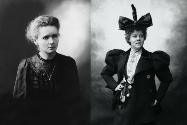 (left) Portrait of Marie Curie, circa 1890. (right) Formal portrait of Loïe Fuller.