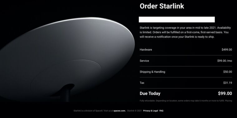 SpaceX Starlink opens pre-orders, but slots are limited in each region