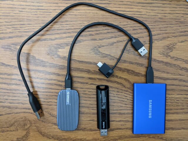Samsung's T7 (right) is a portable SSD suitable for mainstream applications.