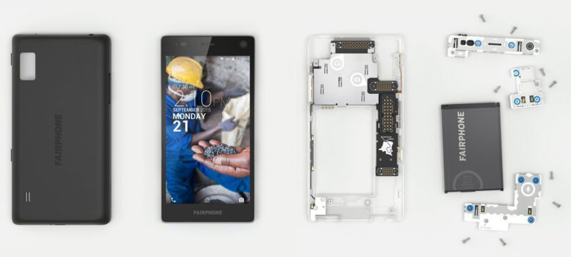 The Fairphone 2 and its many modules. 