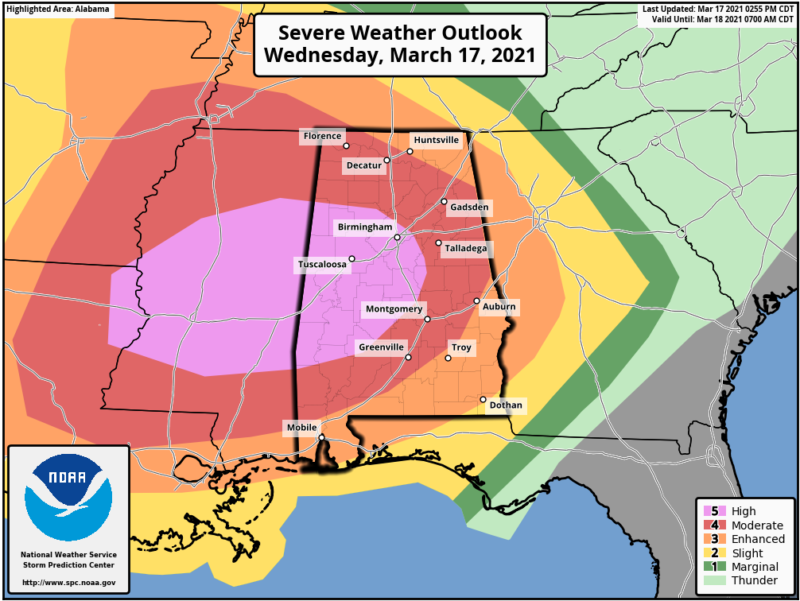 A severe weather outbreak is underway across the southern United States