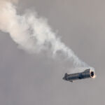 With all three Raptor engines off, it began falling. And, oh my, that smoke.