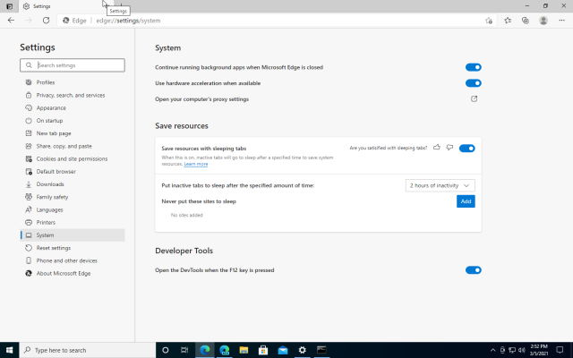 Microsoft adds Startup Boost, Sleeping Tabs to Edge build 89 | Ars Technica