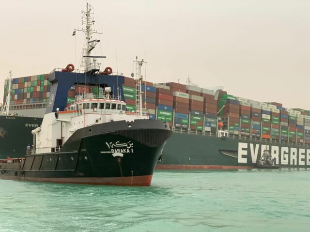 The Taiwan-owned MV Ever Given lodged sideways and impeding all traffic across the waterway of Egypt's Suez Canal.