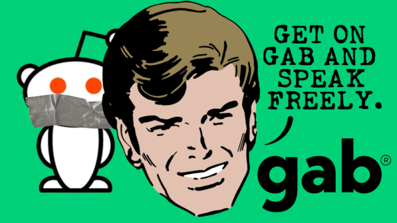 Imagen promocional para el sitio de redes sociales Gab dice 